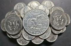 Eisenhower Dollar KENNEDY HALF DOLLARS COIN + NICKELS BELT BUCKLE HEAVY 4.5 In.