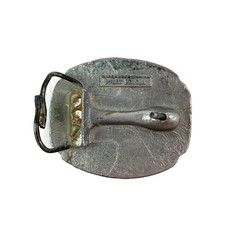 Vintage I&rsquo;m Proud To Be A Farmer Pewter Tractor Hand Cast Metal Belt Buckle
