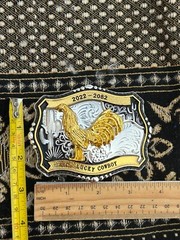 Western Buckle Gold Black Silver Rooster Cowboy 2 »Buckle Hebilla Vaquero Gallo