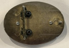 VINTAGE LAS VEGAS COIN BELT BUCKLE FAUX 1878 COIN OVAL SILVER/GOLD