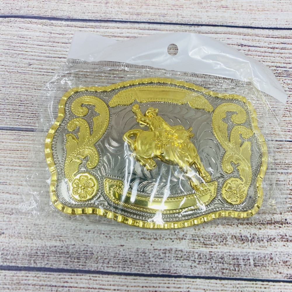 LOHKKO Western Bull Rider Belt Buckle Gold Silver Tone Cowboy Rodeo Men&rsquo;s New