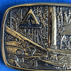 EXCELLENT OLD VTG 1983 MEN&rsquo;S SOLID BRASS BELT BUCKLE: WEYERHAEUSER ANTIQUE MILL