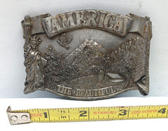 AMERICA THE BEAUTIFUL belt buckle (Bergamot Brass) Missing Buckle Back Hoop