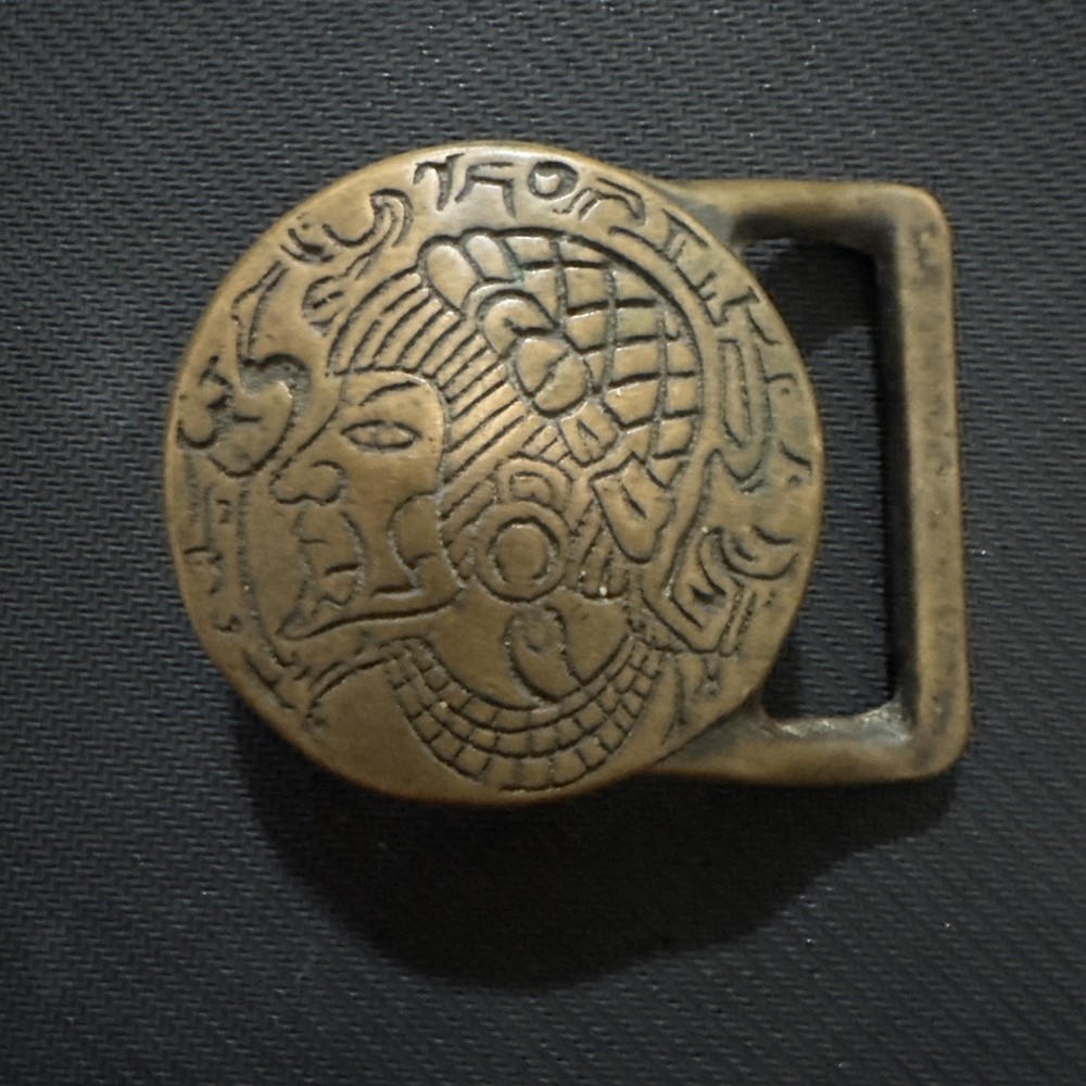 Tech Ether Guild Banshee Brass Pharaoh Solid Brass 1970s Vintage Belt Buckle