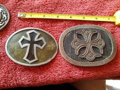 Gothic Black with Silver Cross Belt Buckles Lot Of 2