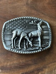 Silver Metal Cowboys Belt Buckle Deer Nature Hunter Perfect Christmas Gift