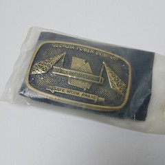 Georgia Power Company Construction Safe Work Award Belt Buckle Brass