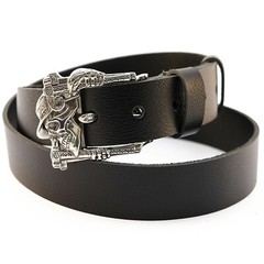 German silver skull belt buckle « Jolly Roger », Pin type Skeleton belt buckle