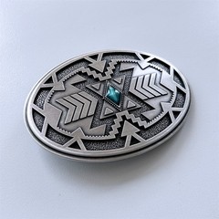 Vintage Style Geometric Patterns Western Cowboy Oval Belt Buckle BUCKLE-WT165SL