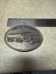 Vintage Keep on Truckin Trucking Big Rig Truck Belt Buckle Oil