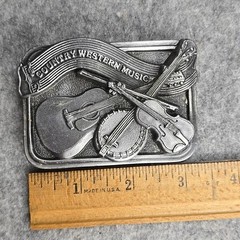 1984 Bergamot Brass Works Country WestMusic Belt Buckle Fiddle & Banjo & Guitar