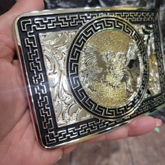 Fighting Roosters Belt Buckle Western Rodeo Silvertone Rectangle Buckle