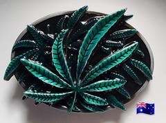 Belt Buckle Green Leaf Design 9.2cmx7cm Suits Belt4cm Width