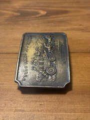 Vintage Wells Fargo and Company 1852 Stage Coach Rectangular Brass Belt Buckle