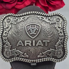 ARIAT Western Filigree Belt Buckle Silver Tone Rodeo Style Men&rsquo;s Cowboy Engraved