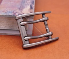 Men Heavy Wide Silver Double Pin Prong Leathercraft Belt Buckle Fits 45mm Strap