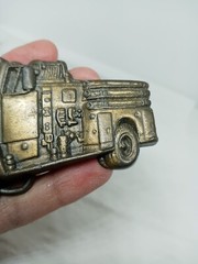 Vtg. Baron Buckle 1978 Brass Fire Truck Belt Buckle #4085