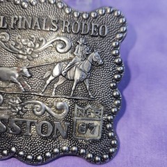 1987 National Finals Rodeo HESSTON Belt Buckle, Design By Fred Fellows, Ltd Ed.
