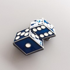 Blue Enamel Dices Casino Gamble Vintage Belt Buckle Gurtelschnalle