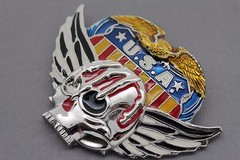 NEW Men Women Silver Metal Belt Buckle Skull Wings Skeleton USA American Eagle
