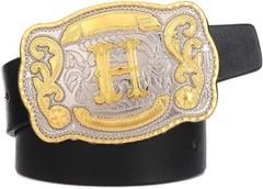 Initial Letters ABCDJST to Z Cowboy Rodeo Unisex Fashion Large Gold Belt Buckles