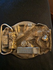 1985 Solid Brass 3-D Oregon Elk Belt Buckle #D-35 Siskiyou Buckle Co. Inc. OR