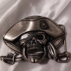 2 Skull Belt Buckles Pirate Biker Unmarked Metal