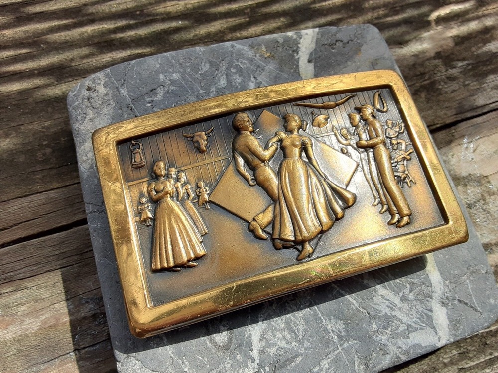 vintage Copper? Belt Buckle western cowboy Square Dancing Hoedown