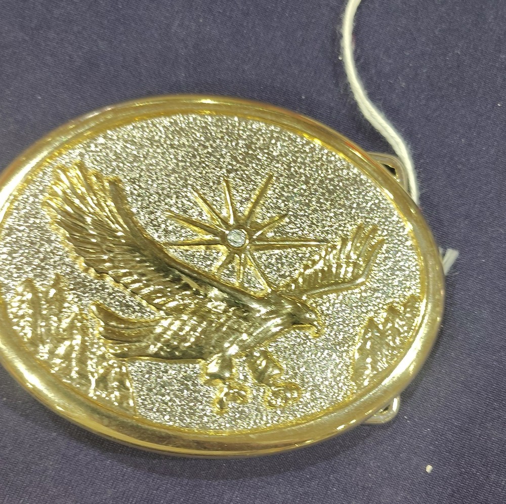 Gold Silver Eagle Western Belt Buckle for Men Metal Oval Textured Design