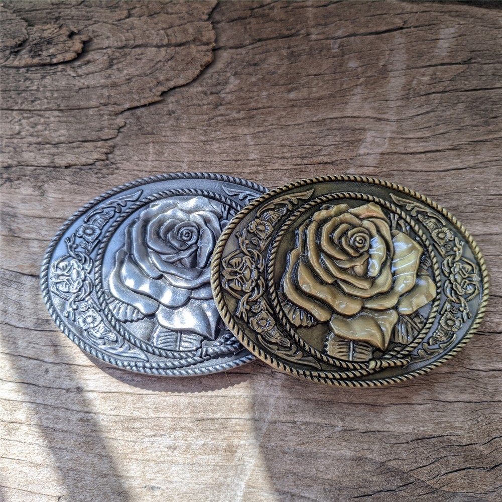Copper Rose Belt Buckle – Western Cowboys Belt Buckle – Mens Womens Belt Buckle