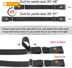 WERFORU 2 Pack No Buckle Suit for pants size 30&Prime;-48&Prime;, H-2 Pack-black+black