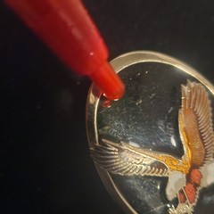 Vintage Soaring Eagle Bolo Black Enamel Silver Tone Oval Western Americana