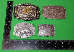 Lot of 4 Belt Buckles ~ Horse Head Jack Daniels Old No. 7 Fish Ariat