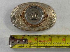« Punched » 3D Relief Franklin Half Dollar Gold Color Belt Buckle