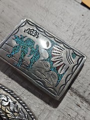 Belt Buckle Lot Of 6 Western & Misc Buckles Turquoise Coral #5407