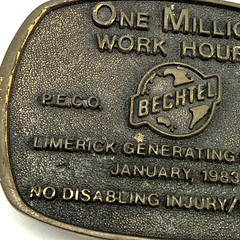 Vintage 1983 LIMERICK Generating Station Bechtel AFL-CIO Belt Buckle BTS Safety