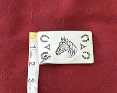 Chambers Belt Co Silver Tone Western Horse Belt Buckle Rectangular