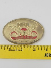 NRA Metal Brass Belt Buckle National Rifle Association Golden Eagles Vintage NIB