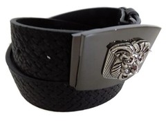 WASHED UP HOLLYWOOD #075BK SILVER & BLACK 1.5&Prime; LION CHECKER PLATE BELT BUCKLE