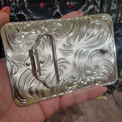Fighting Roosters Belt Buckle Western Rodeo Silvertone Rectangle Buckle