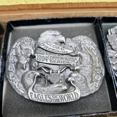 Harley-Davidson 1994 Pewter Commemorative Eagle Buckle Set by Baron