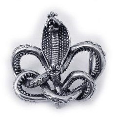 Cobra King Crawling Snake Sterling Silver Belt Buckle