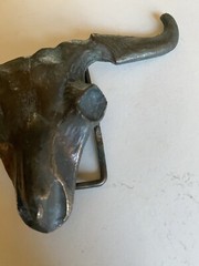 Belt Buckle Longhorn Cow Scull Brass Unmarked