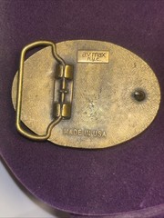 OA. « A.V. MAX NYC » Oval Brass Turquoises Stone Buckle Made in USA