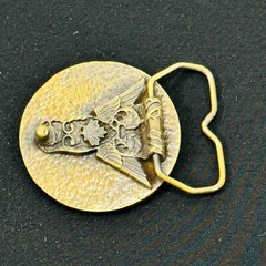Belt Buckle Round Antique Finish Brass for 1 3/4 Inch Belt Canadian Wings Emblem
