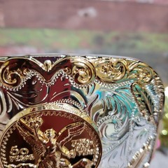 Centenario Cowboy Belt Buckle Western Hebilla Rodeo Silver Rosetone Coin