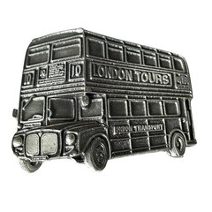 Tanside London Bus Belt Buckle Pewter 1990s Vintage Double Decker England USA