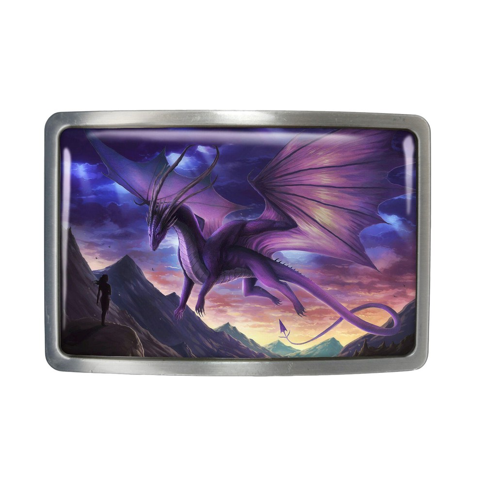 Dragon Belt Buckle – Gothic Sci-fi Fantasy Land Rectangle Belt Buckle – 717