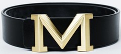 Men&rsquo;s Big Gold M Buckle 38-mm Imported Italian 105cm/41.3inch(34-36), Black 1