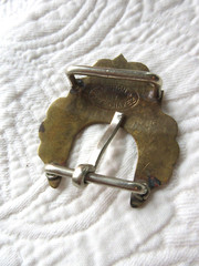 DALE CHAVEZ DESIGN BY VTG BELT BUCKLE SILVER W/COPPER EDGE 2.5&Prime; X 2.5&Prime; SIGNED